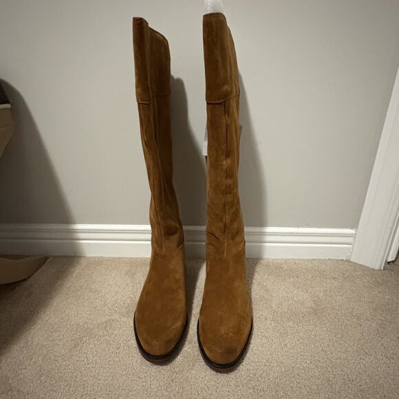 Franco Sarto Christine Wide Calf Tall Boots in Cognac Suede - BRAND NEW - Picture 2 of 7